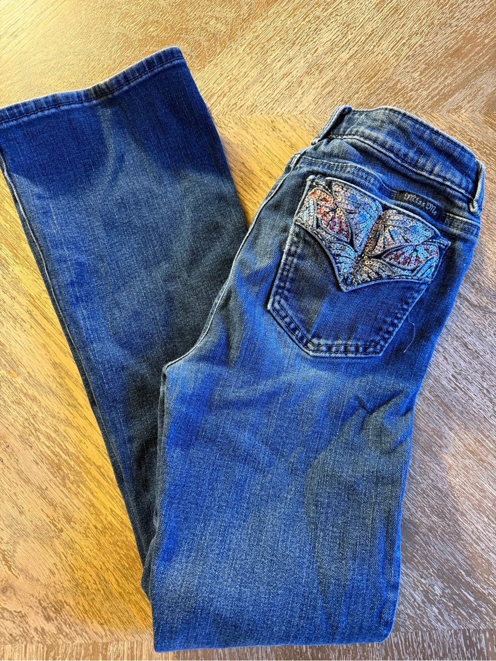 Girls Miss Me Blue Jeans with Embellished Back Pocket bootcut girls size 14